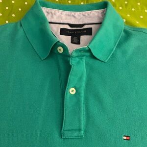 TOMMY HILFIGER SS 100% Cotton 2 Button Green Polo